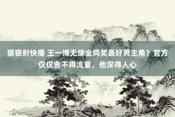 狠狠射快播 王一博无缘金鸡奖最好男主角？官方仅仅舍不得流量，他深得人心