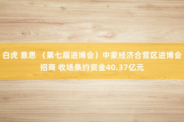 白虎 意思 （第七届进博会）中蒙经济合营区进博会招商 收场条约资金40.37亿元