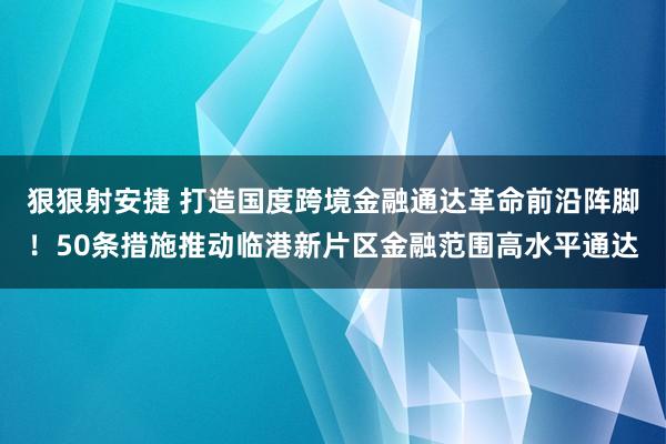 狠狠射安捷 打造国度跨境金融通达革命前沿阵脚！50条措施推动临港新片区金融范围高水平通达