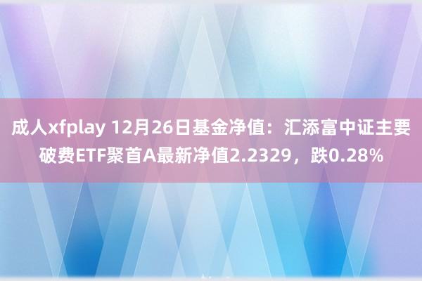 成人xfplay 12月26日基金净值：汇添富中证主要破费ETF聚首A最新净值2.2329，跌0.28%