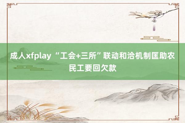 成人xfplay “工会+三所”联动和洽机制匡助农民工要回欠款