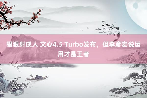 狠狠射成人 文心4.5 Turbo发布，但李彦宏说运用才是王